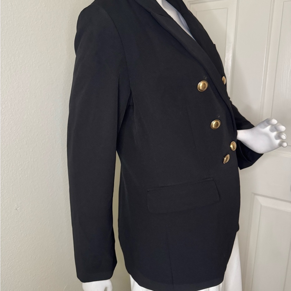 EXPRESS BLACK EDITOR DOUBLE BREASTED NOVELTY BUTTON BLAZER SZ Large. - Picture 6 of 12